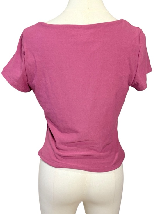 OLIVE + OAK Peached Jersey Scoop Neck Fitted Tee Pink Size Large - Picture 4 of 7